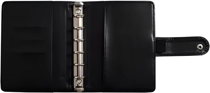 A7 Crocodile Budget Binder Cover - Mini Binder Wallet for Cash Saving, 6-Ring Planner Cover with Hidden Snap Buckle, Black